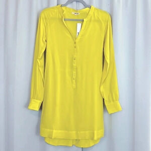 NEW LaMade Yellow Silk Long Sleeve Button Dress‎ Size XS